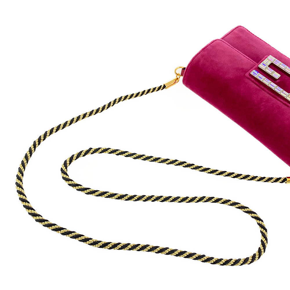 Gucci Broadway Square GG Crystal Velor Clutch Shoulder Bag Pink Black - Picture 9 of 10